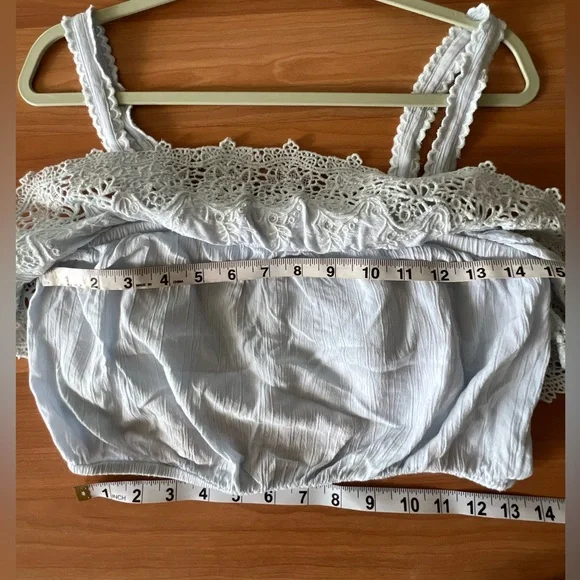American Eagle Outfitters Light Blue Lace Tank Top Size S - Picture 3 of 11